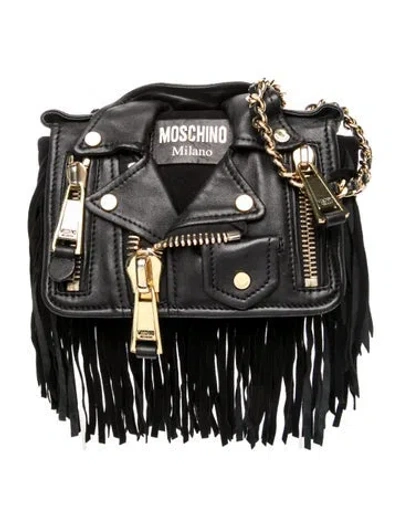 Pre-owned Moschino Leather Crossbody Bag In Black