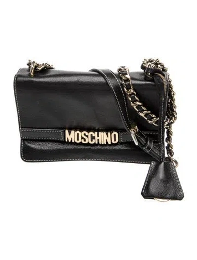 Pre-owned Moschino Leather Crossbody Bag In Black