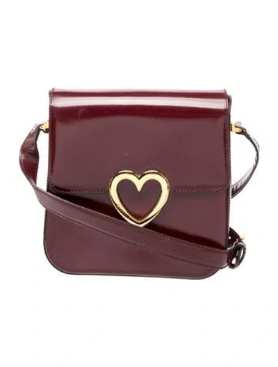 Pre-owned Moschino Leather Crossbody Bag In Burgundy
