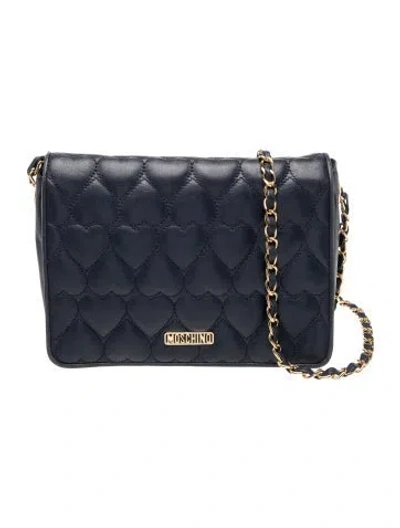 Pre-owned Moschino Leather Crossbody Bag Vintage In Blue