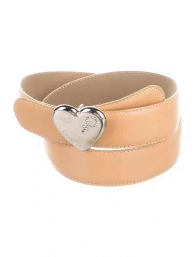 Pre-owned Moschino Leather Crystal Embellishments Belt In Neutral