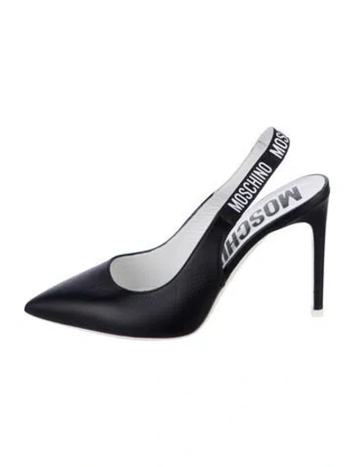 Pre-owned Moschino Leather Cutout Accent Slingback Pumps In Black