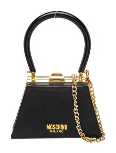 Pre-owned Moschino Leather Evening Bag In Black