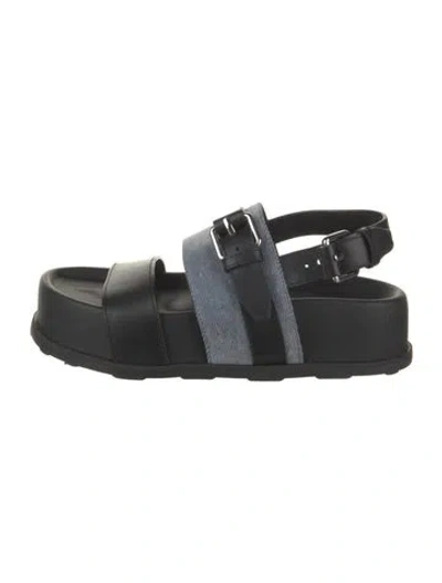 Pre-owned Moschino Leather Flats W/ Tags In Blue