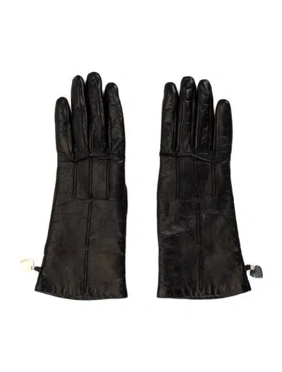 Pre-owned Moschino Leather Gloves In Black