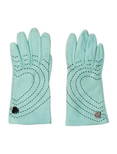 Pre-owned Moschino Leather Gloves In Blue