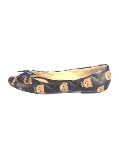 Pre-owned Moschino Leather Graphic Print Ballet Flats In Blue