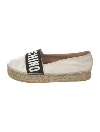 Pre-owned Moschino Leather Graphic Print Espadrilles In Black