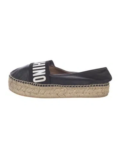 Pre-owned Moschino Leather Graphic Print Espadrilles In Black