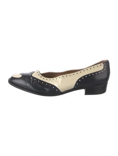 Pre-owned Moschino Leather Graphic Print Flats In Blue
