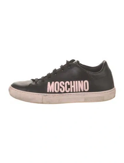 Pre-owned Moschino Leather Graphic Print Sneakers In Multi