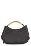 Moschino Curved-handle Leather Tote Bag In Black