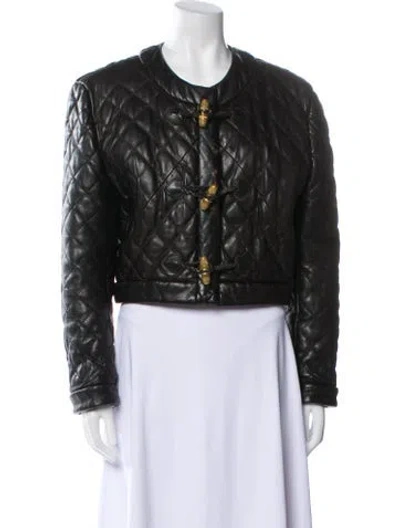 Pre-owned Moschino Leather Jacket In Black