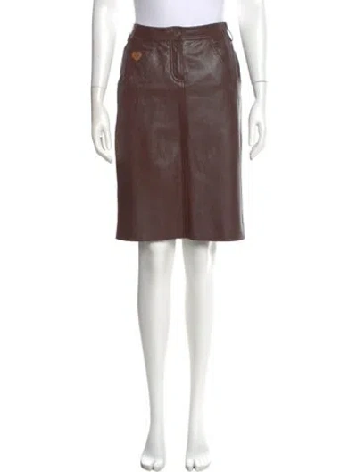 Pre-owned Moschino Leather Knee-length Skirt In Brown