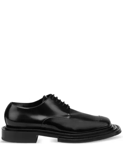 Moschino Leather Lace-up Derby Shoes In Black