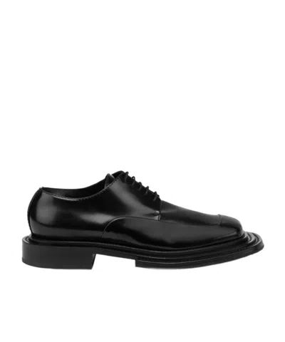 Moschino Leather Lace-up Derby Shoes In Black
