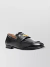 Moschino Leather Loafer Stitched Moc Polished In Metallic