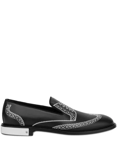 Moschino Leather Loafers In Black