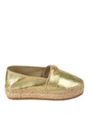 Moschino Logo Embossed Metallic Espadrillas In Gold
