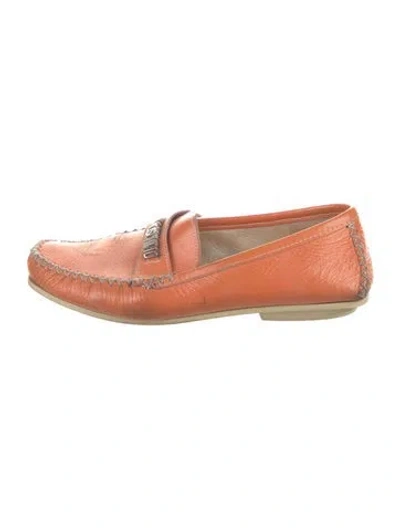 Pre-owned Moschino Leather Loafers In Orange