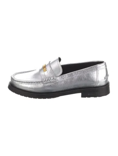 Pre-owned Moschino Leather Loafers In Silver