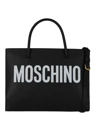 Moschino Leather Logo Tote Woman Handbag Black Size - Leather