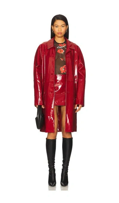 MOSCHINO LEATHER LONG OVERCOAT