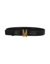 MOSCHINO MOSCHINO LEATHER M-PLAQUE BAROQUE BELT WOMAN BELT BLACK SIZE 39.5 TANNED LEATHER