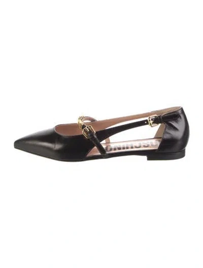 Pre-owned Moschino Leather Mary Jane Flats In Black