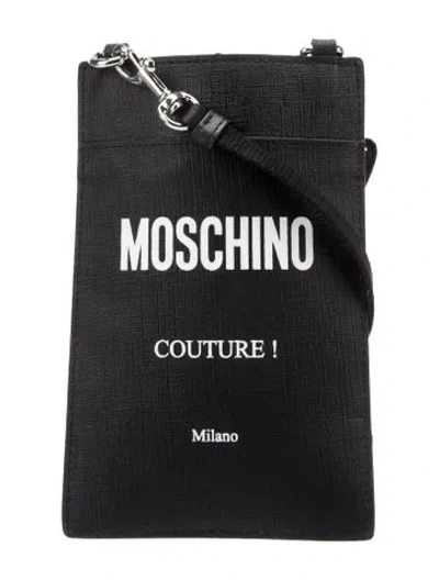 Pre-owned Moschino Leather Messenger Bag In Black