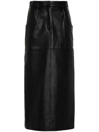 MOSCHINO LEATHER MIDI SKIRT