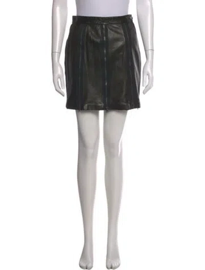 Pre-owned Moschino Leather Mini Skirt In Gray