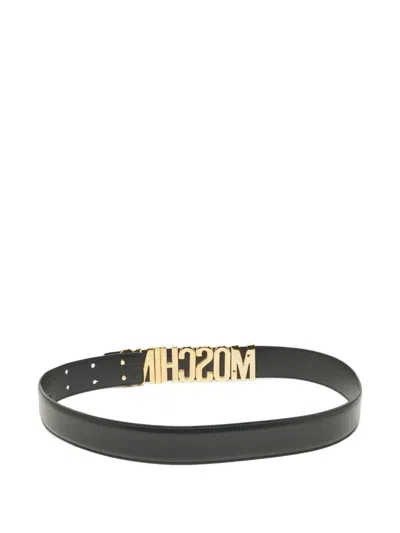 Pre-owned Moschino Leather -buckle Belt In Black