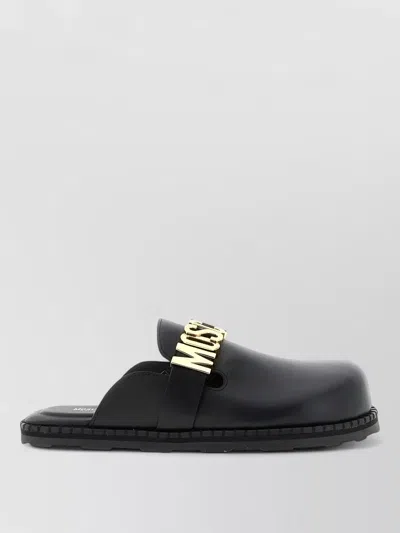 Moschino Leather Mules Flat Sole Open Back