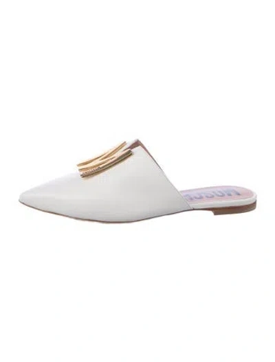 Pre-owned Moschino Leather Mules In White