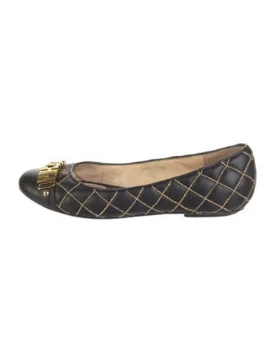 Pre-owned Moschino Leather Patterned Ballet Flats In Black