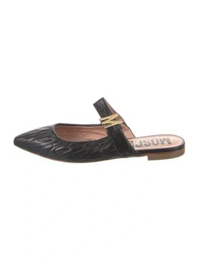Pre-owned Moschino Leather Patterned Mules In Black