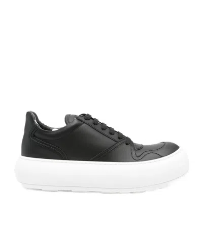 Moschino Leather Platform Sneakers In White
