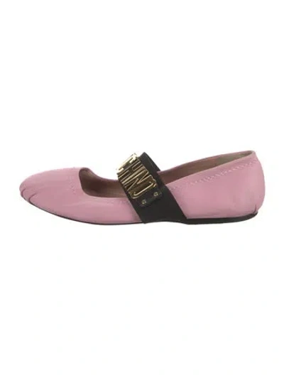 Pre-owned Moschino Leather Pleated Accents Ballet Flats In Pink