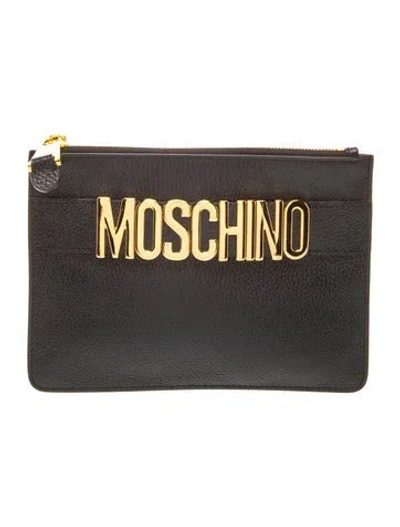 Pre-owned Moschino Leather Portfolio In Black
