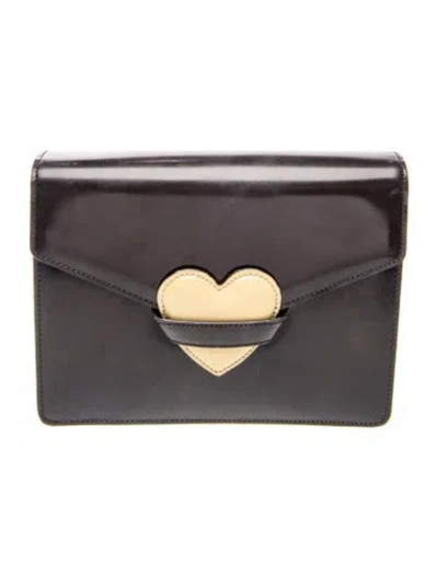 Pre-owned Moschino Leather Portfolio In Black