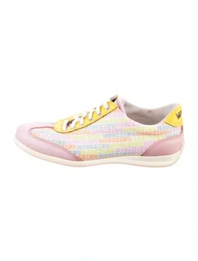 Pre-owned Moschino Leather Printed Sneakers In Pink