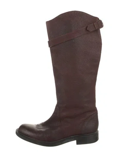 Pre-owned Moschino Leather Riding Boots In Burgundy