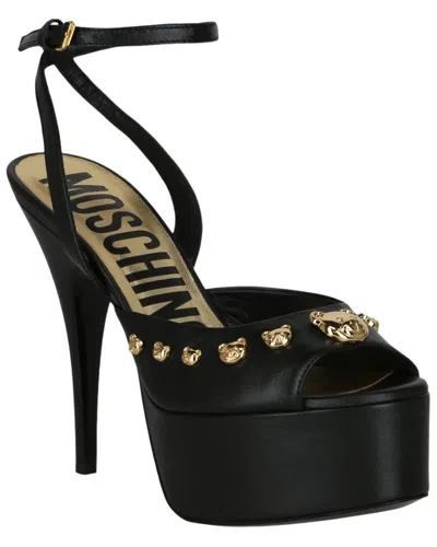 Moschino Leather Sandal In Black