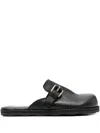 Moschino Logo-lettered Closed-toe Sandals In Black