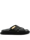 Moschino Leather Sandals In Black