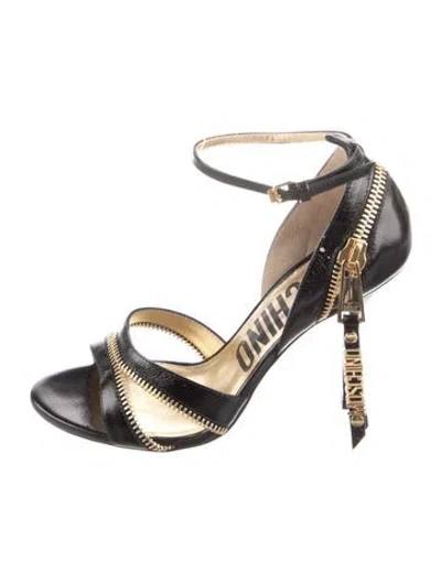 Pre-owned Moschino Leather Sandals In Black/gold