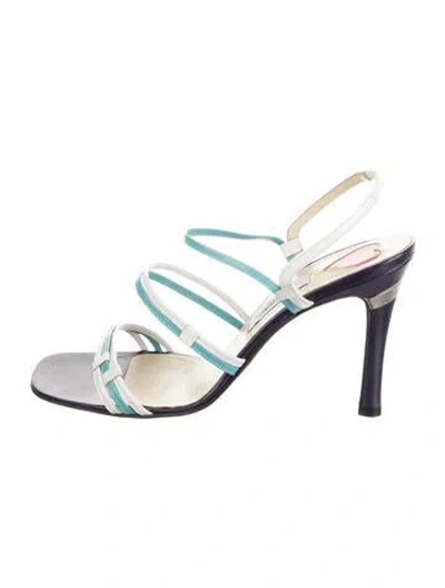 Pre-owned Moschino Leather Sandals In Blue