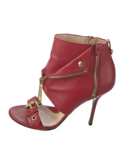 Pre-owned Moschino Leather Sandals In Gold/red