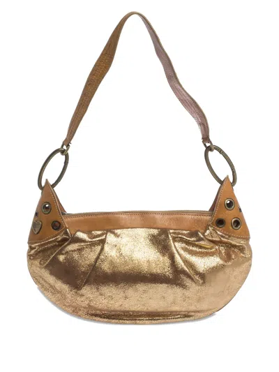 Pre-owned Moschino Leather Shoulder Bag In Gold